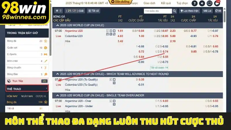Môn thể thao đa dạng luôn thu hút cược thủ